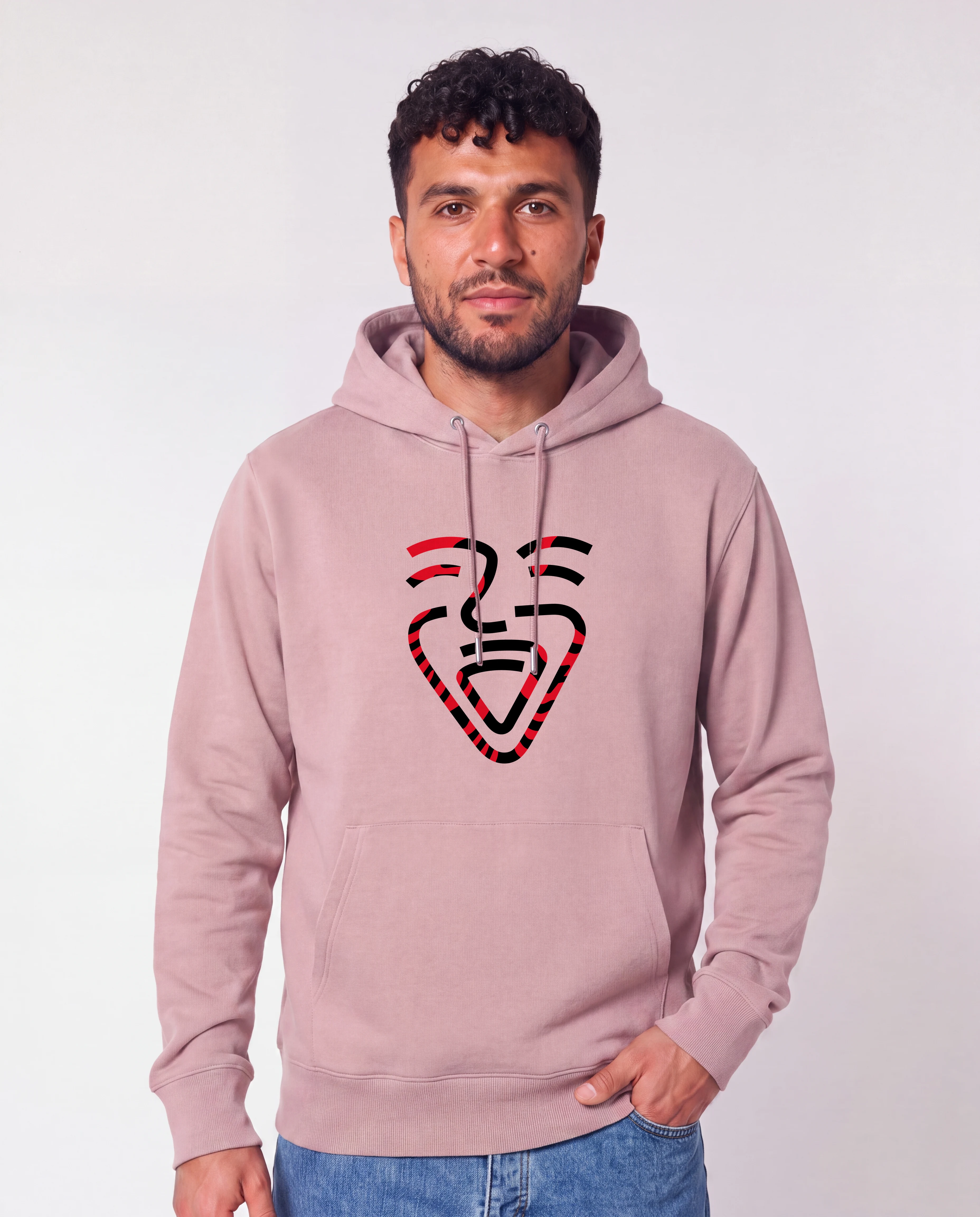 Albanien Hoodie CottonPink – Mann Hüfte