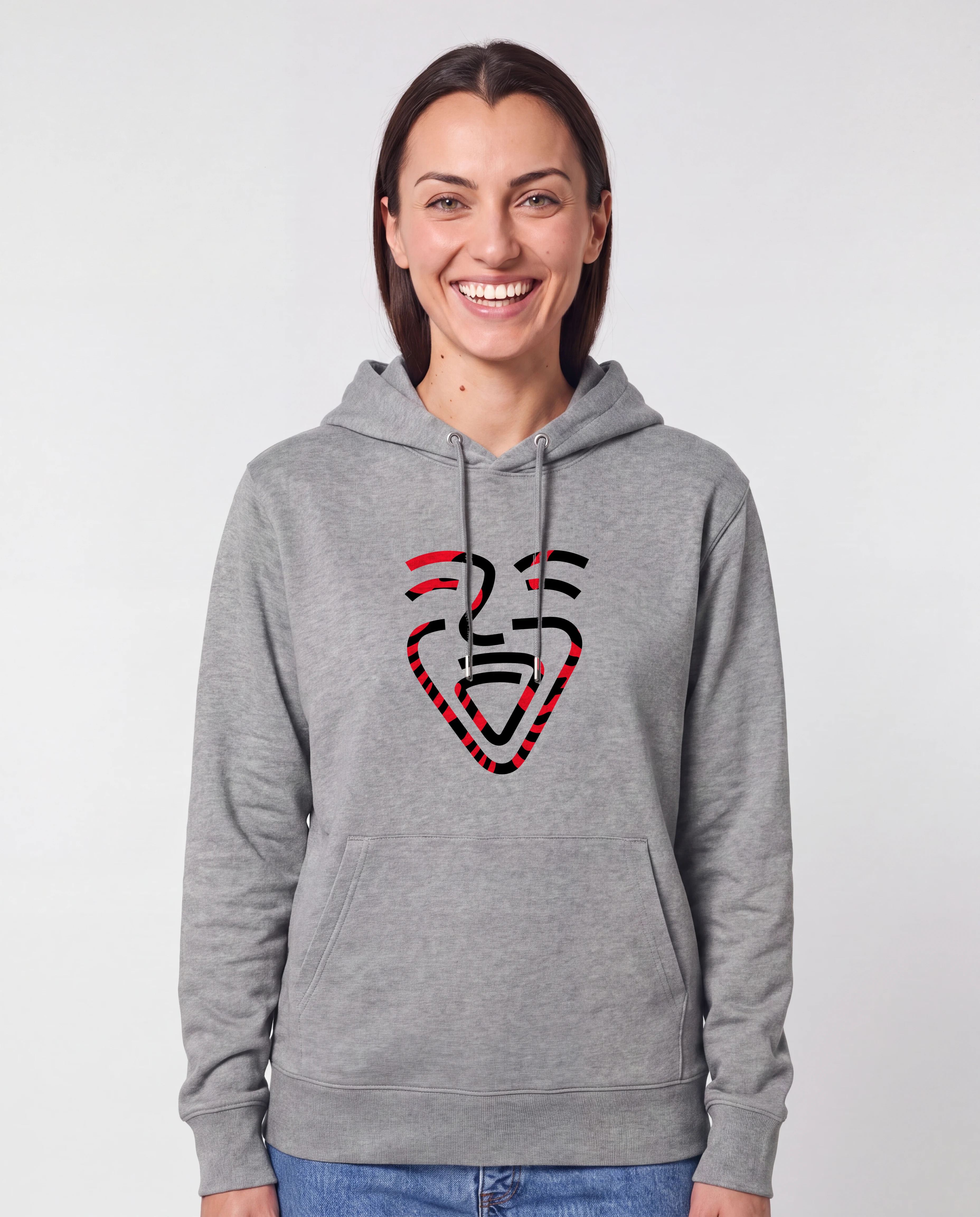 Albanien Hoodie HeatherGrey – Frau frontal