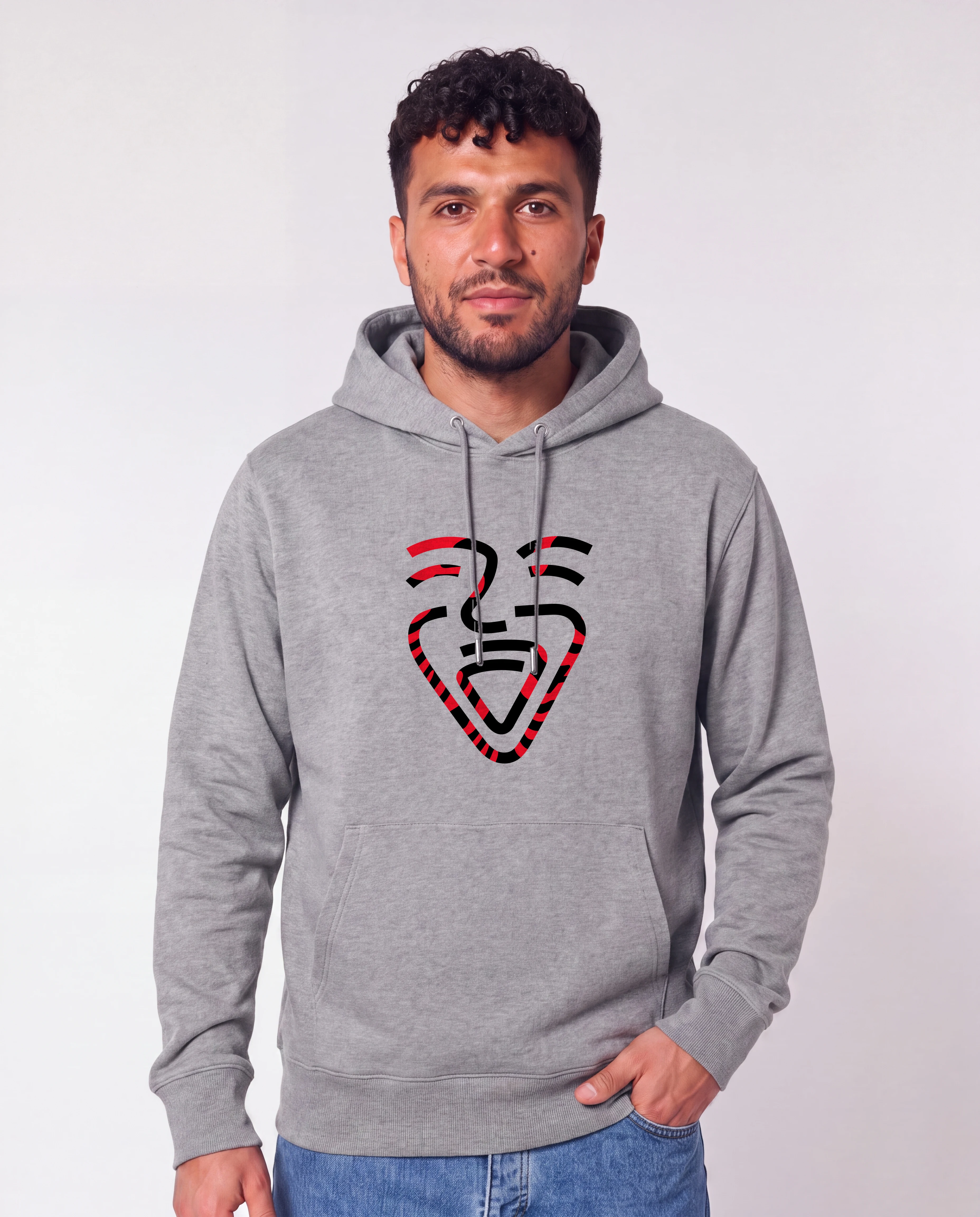 Albanien Hoodie HeatherGrey – Mann Hüfte