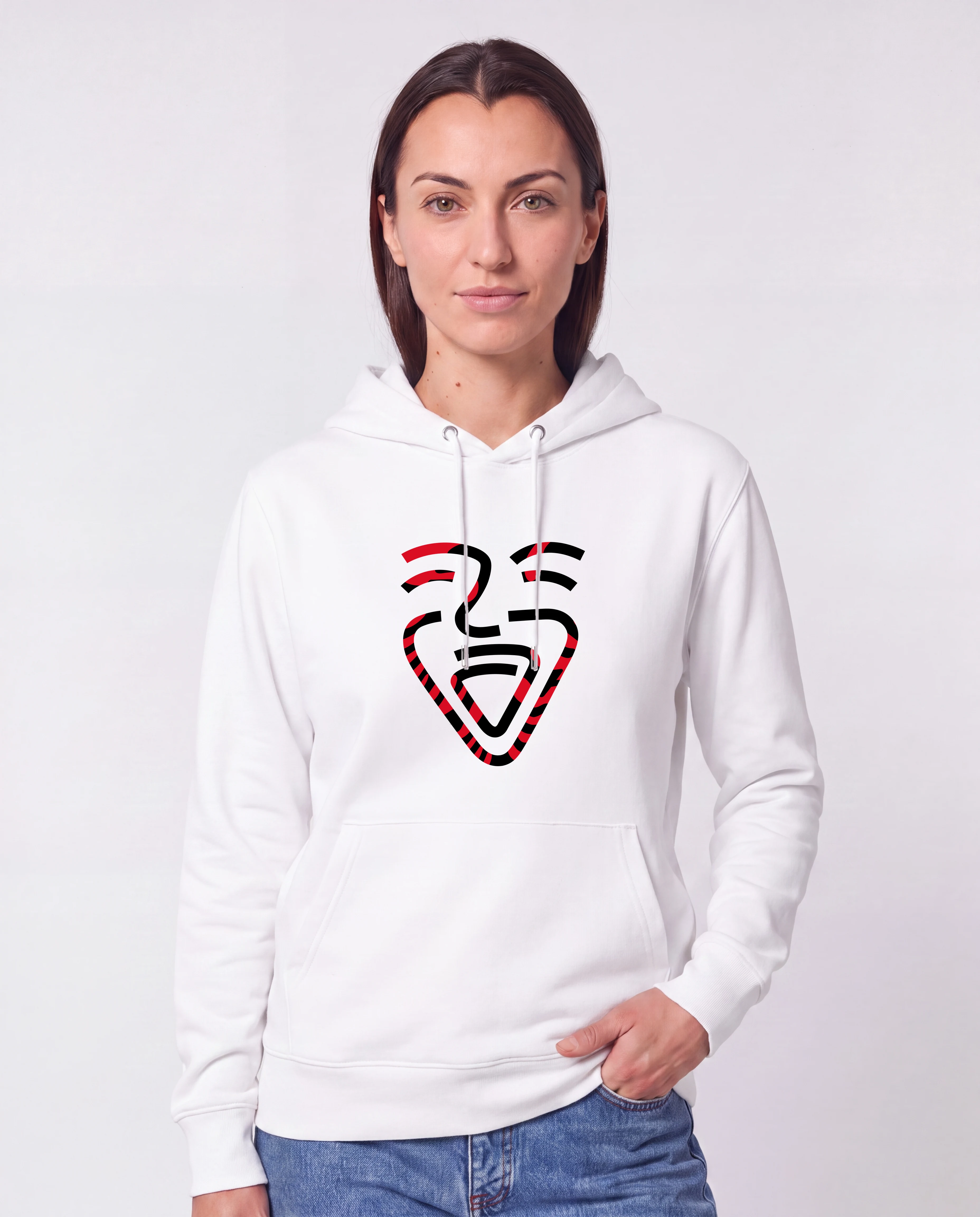 Albanien Hoodie White – Frau Hüfte