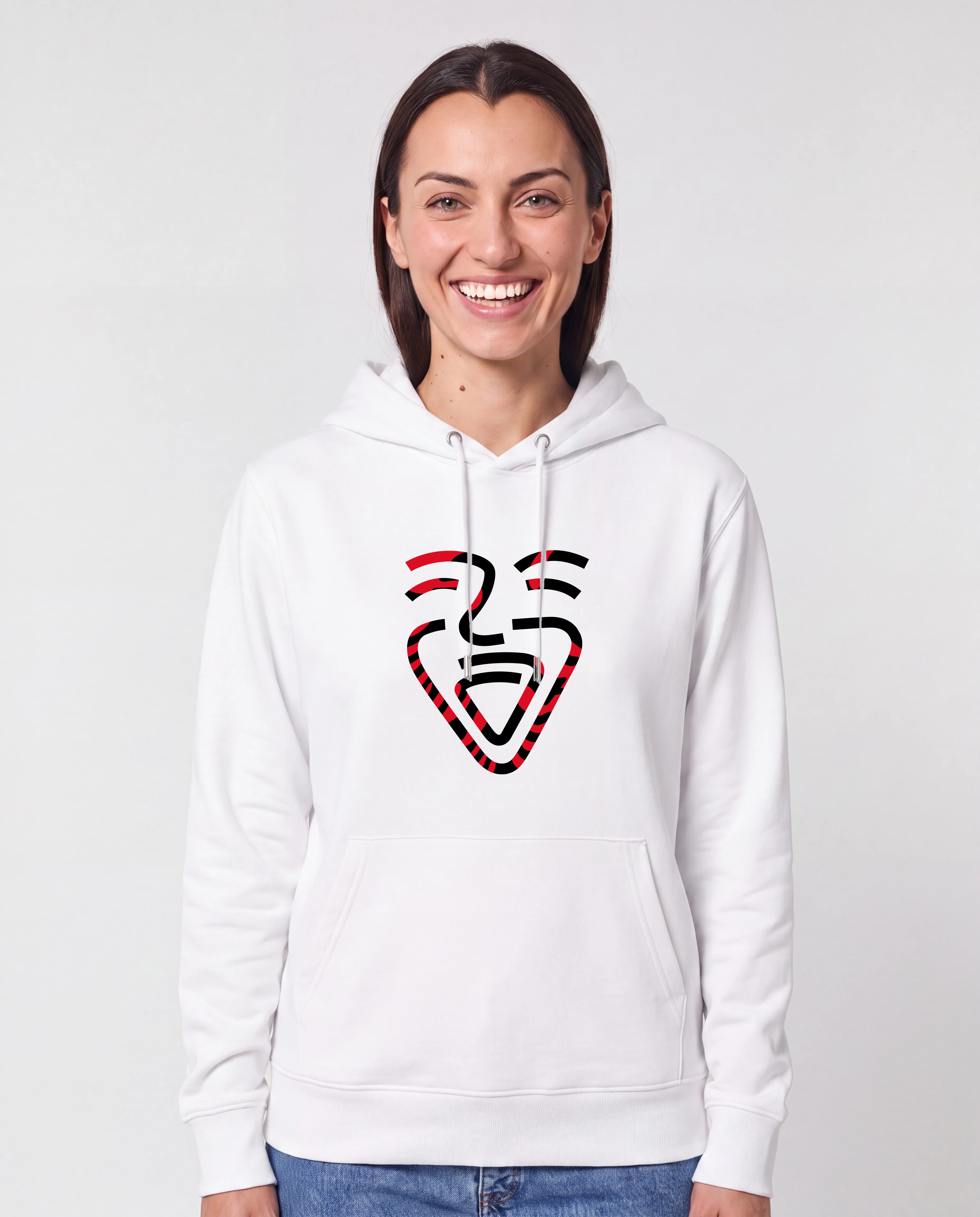Albanien Hoodie White – Frau frontal