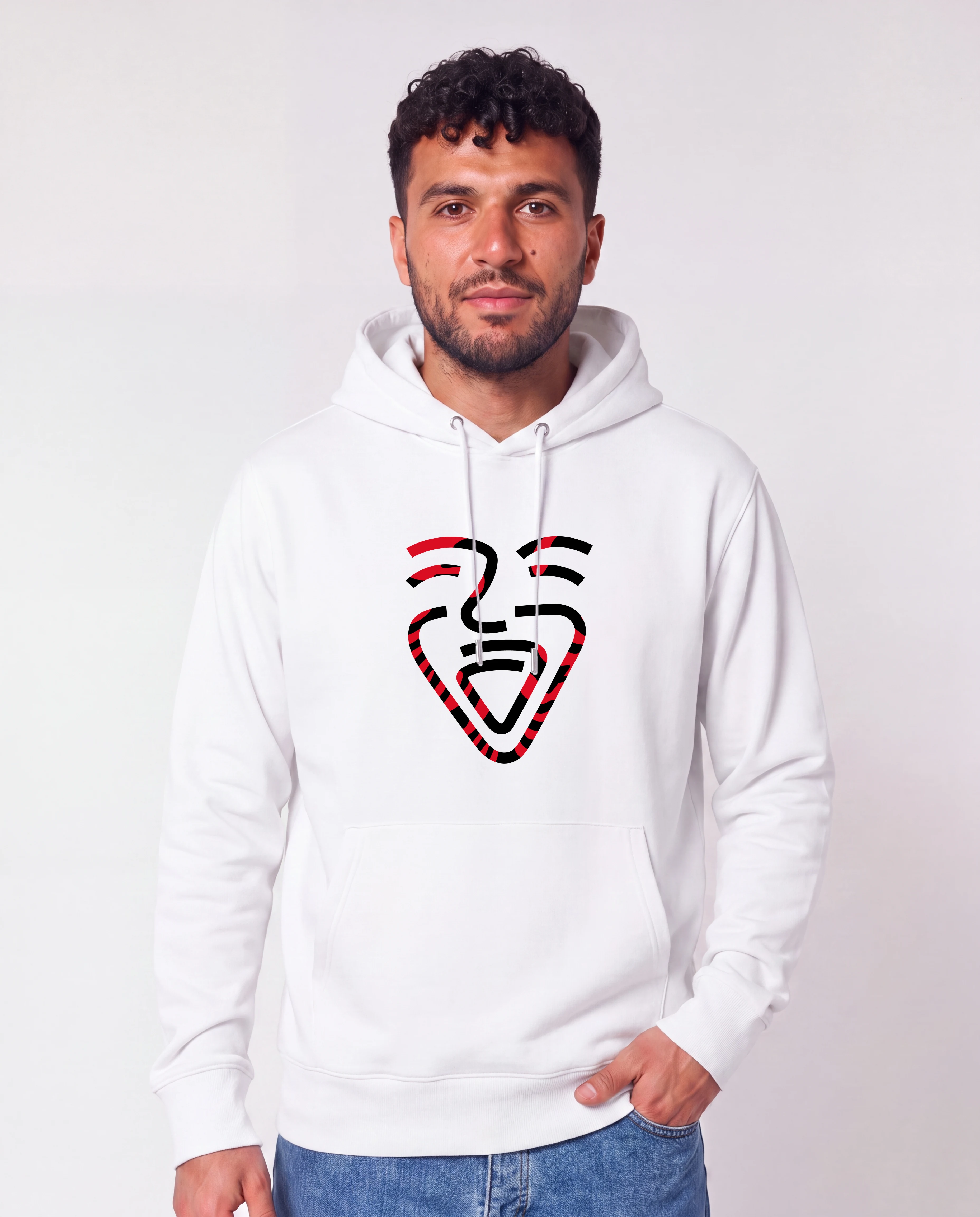 Albanien Hoodie White – Mann Hüfte