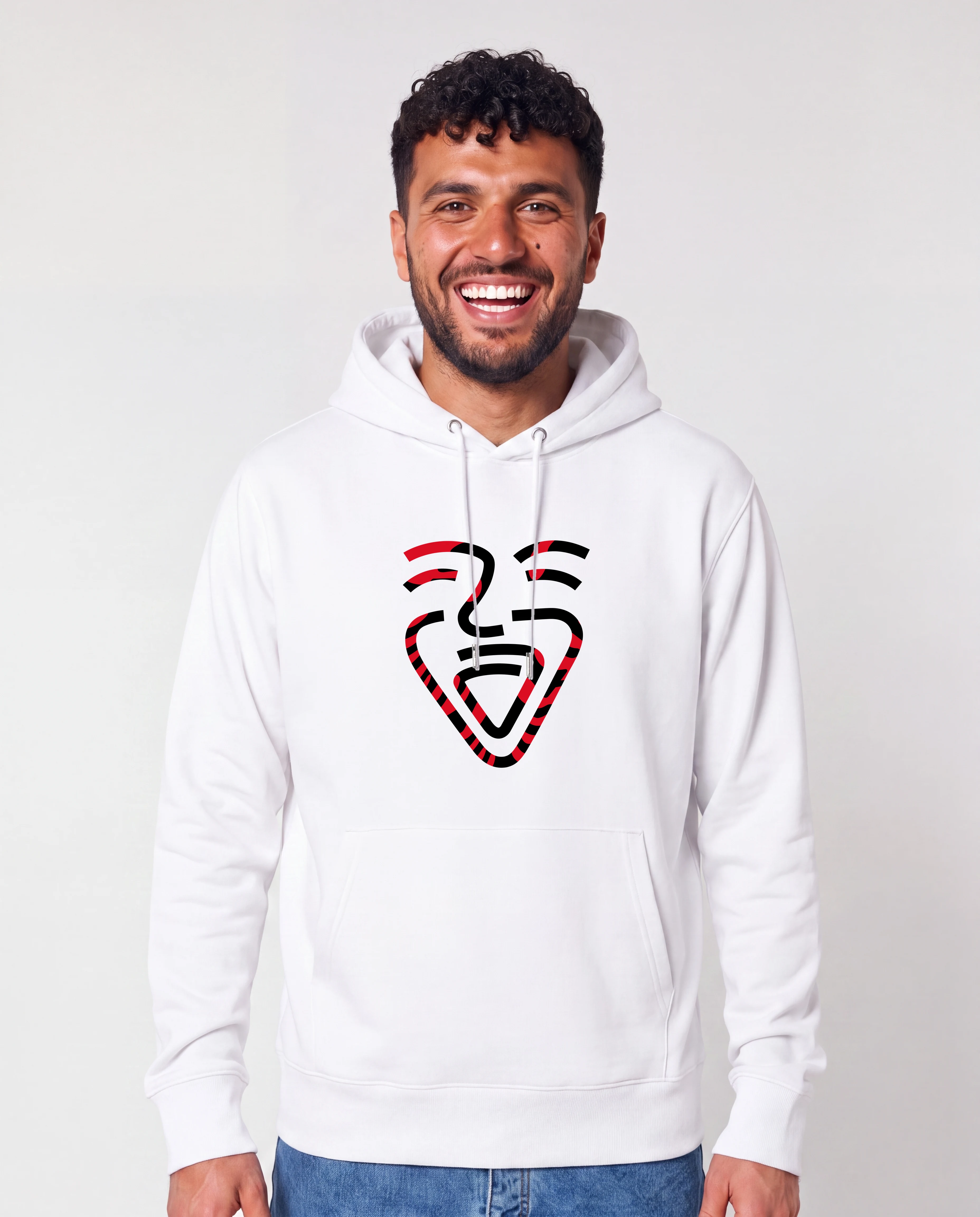 Albanien Hoodie White – Mann frontal