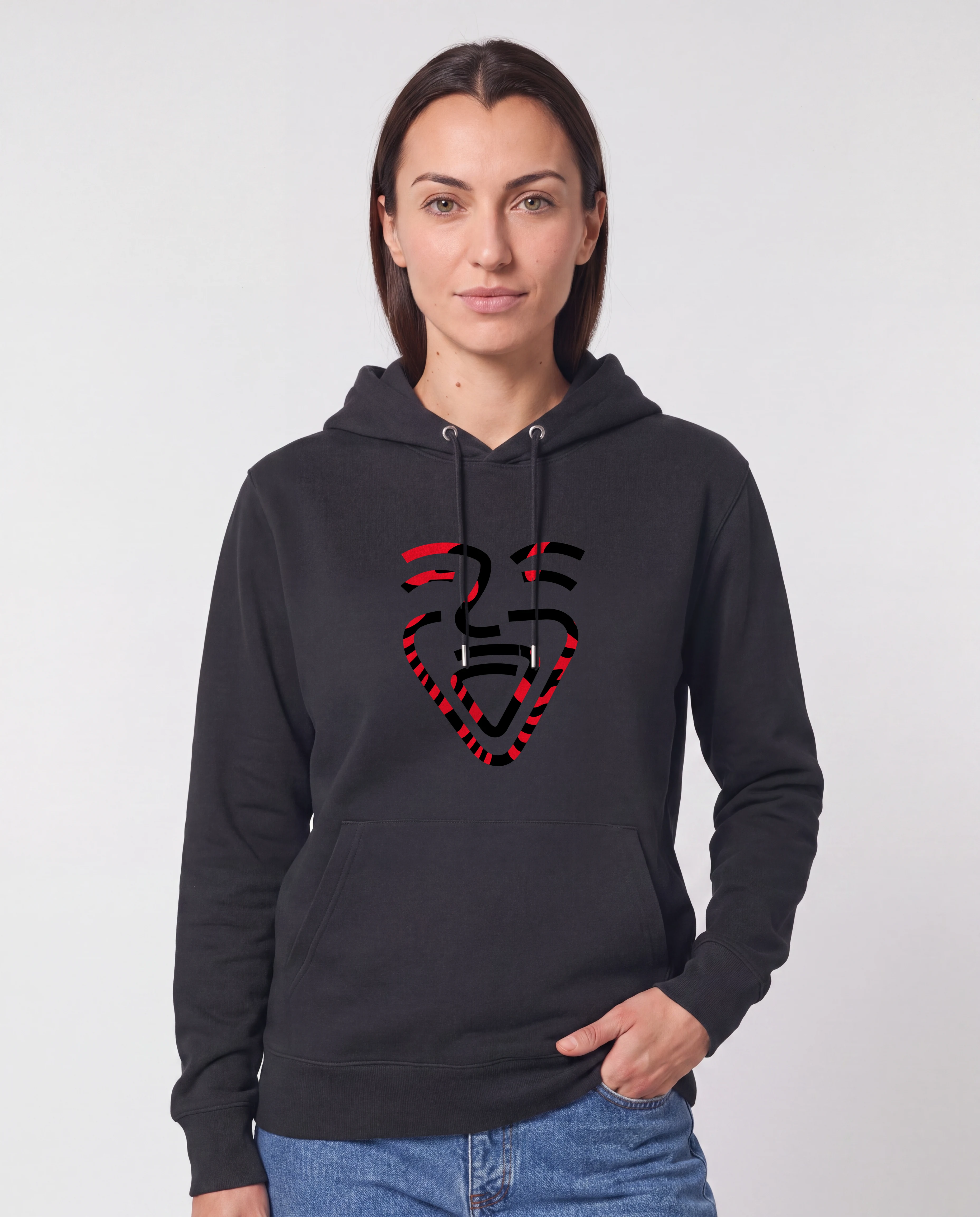 Albanien Hoodie schwarz – Frau Hüfte