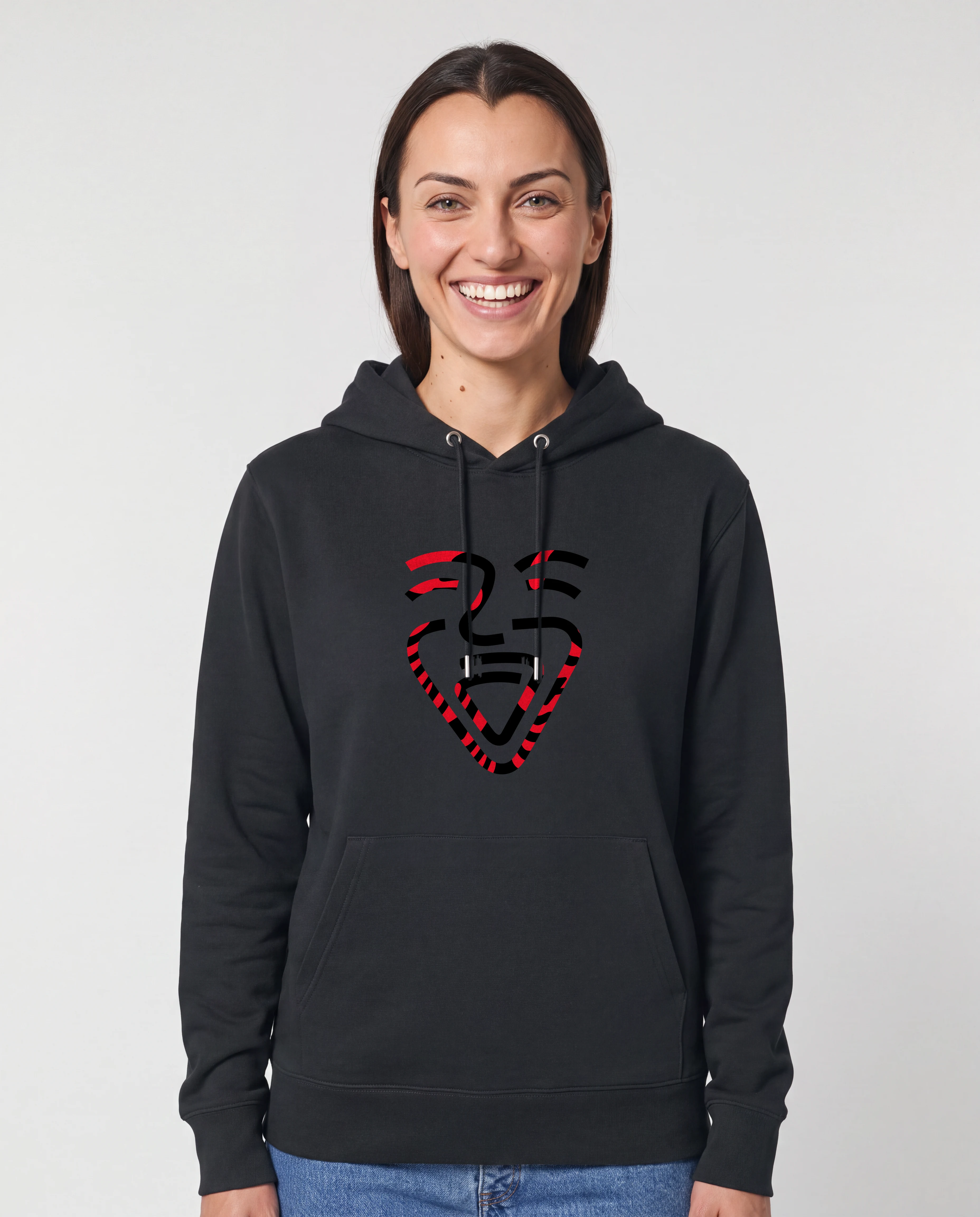Albanien Hoodie schwarz – Frau frontal