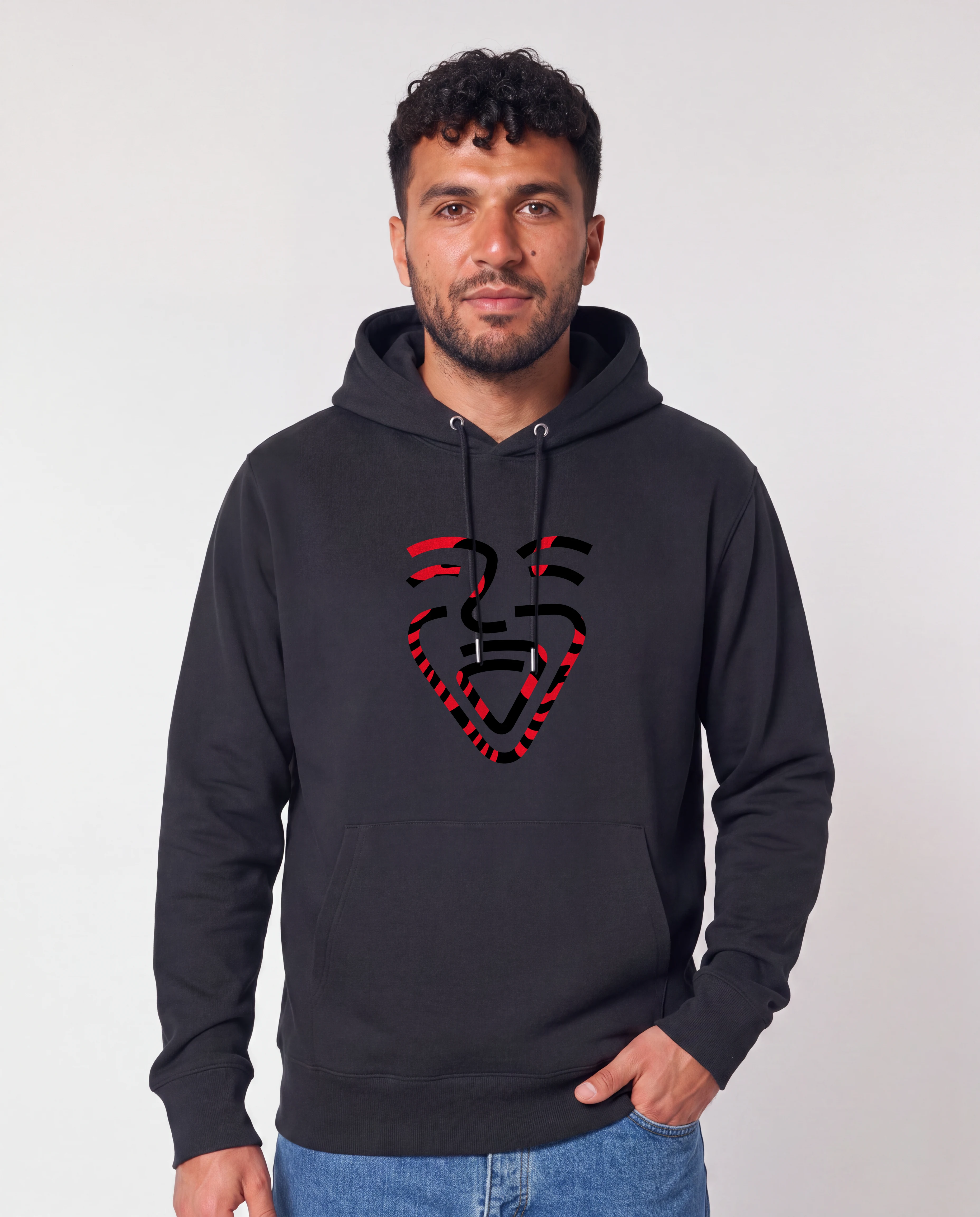Albanien Hoodie schwarz – Mann Hüfte