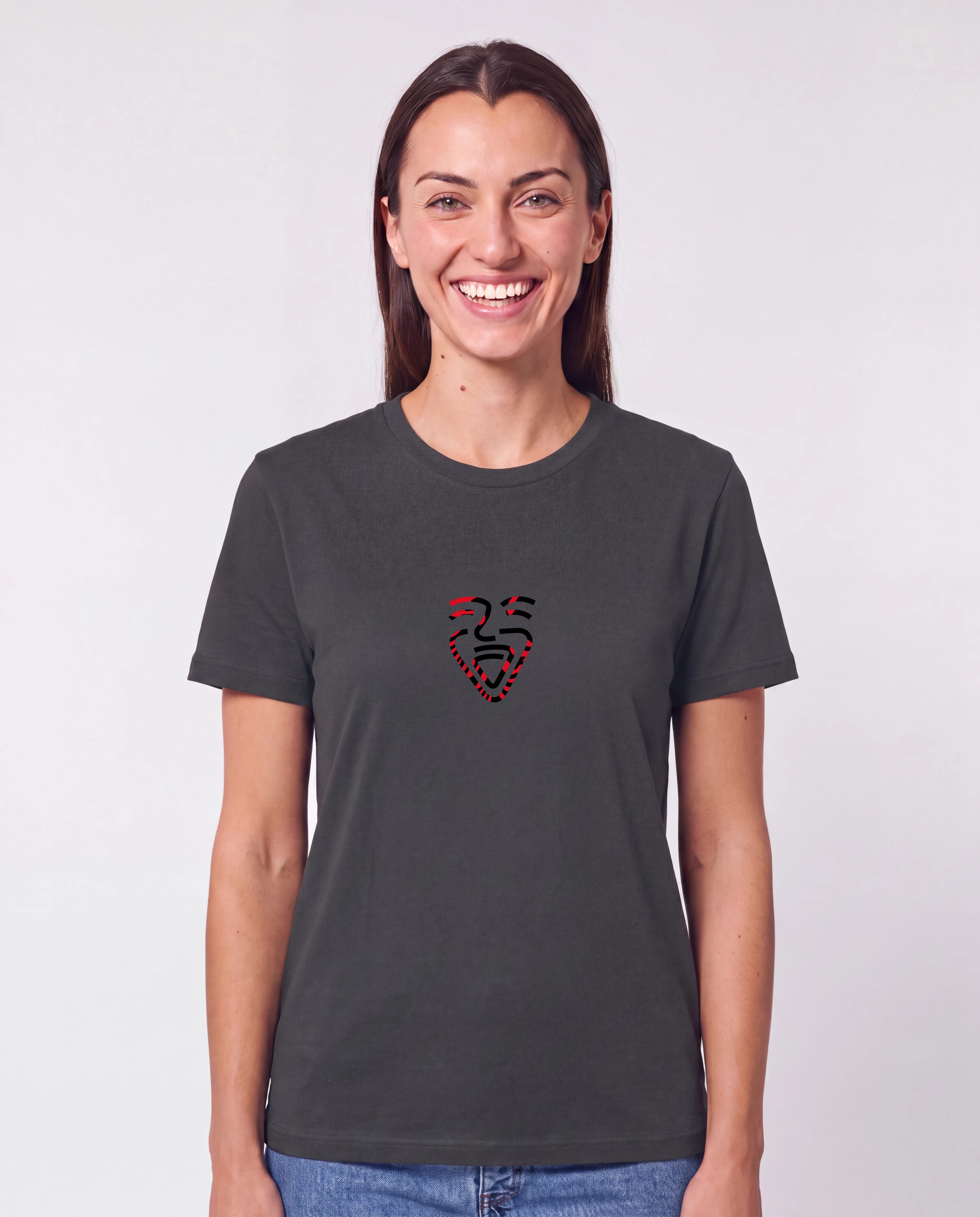 Albanien Shirt Anthracite – Frau frontal
