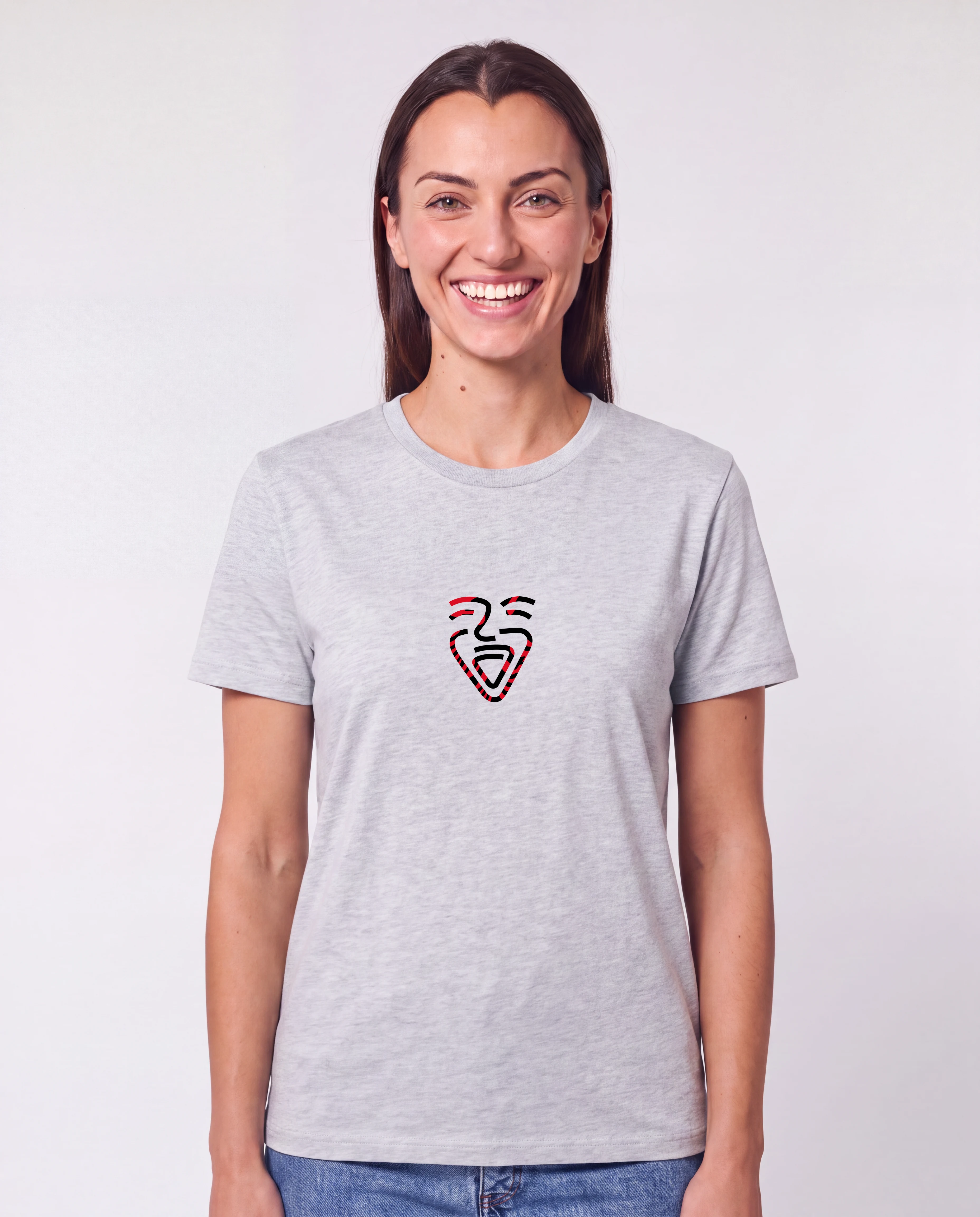 Albanien Shirt CoolHeatherGrey – Frau frontal