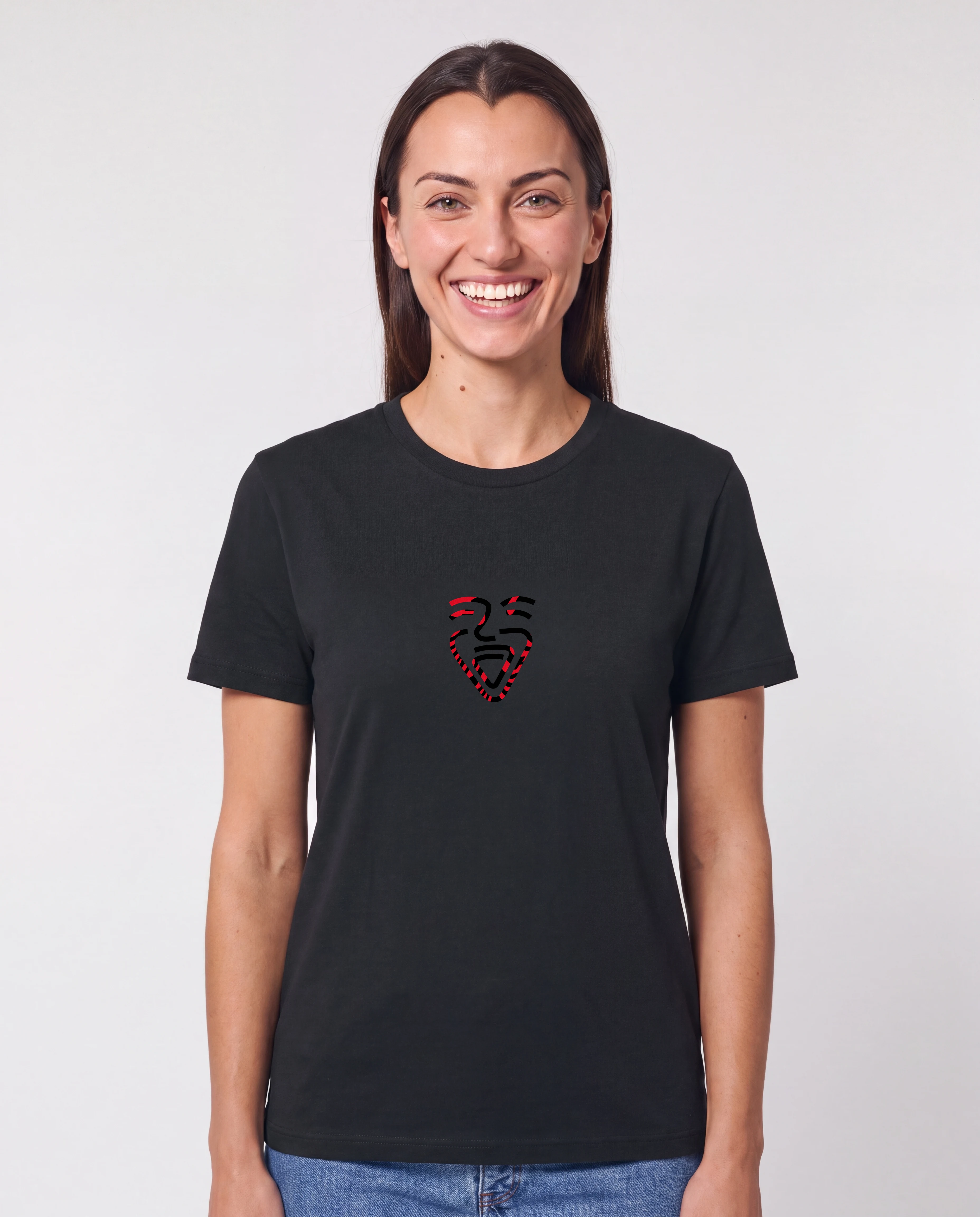 Albanien Shirt schwarz – Frau frontal