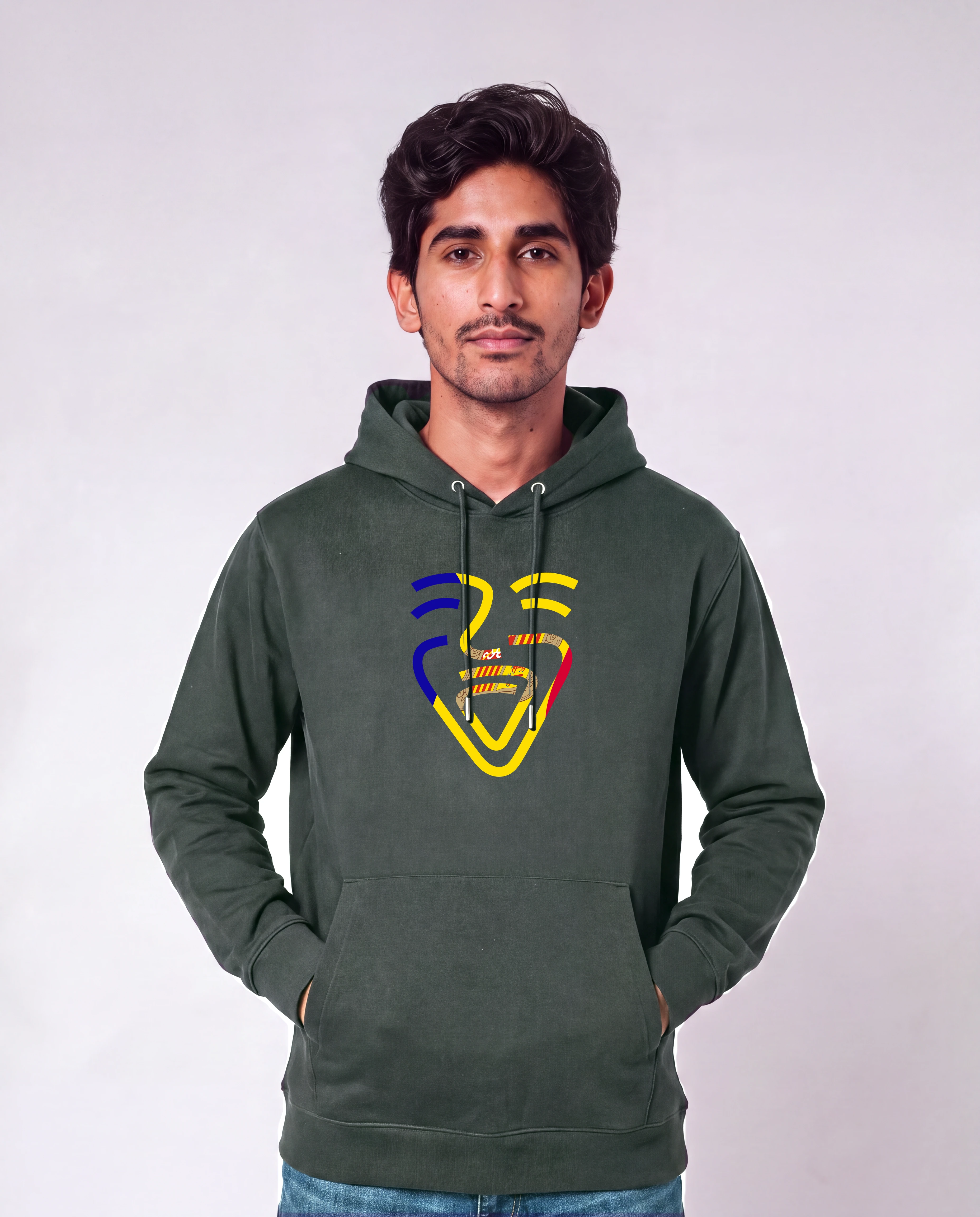 Andorra Hoodie in Anthracite, Model Mann, Hände in den Taschen