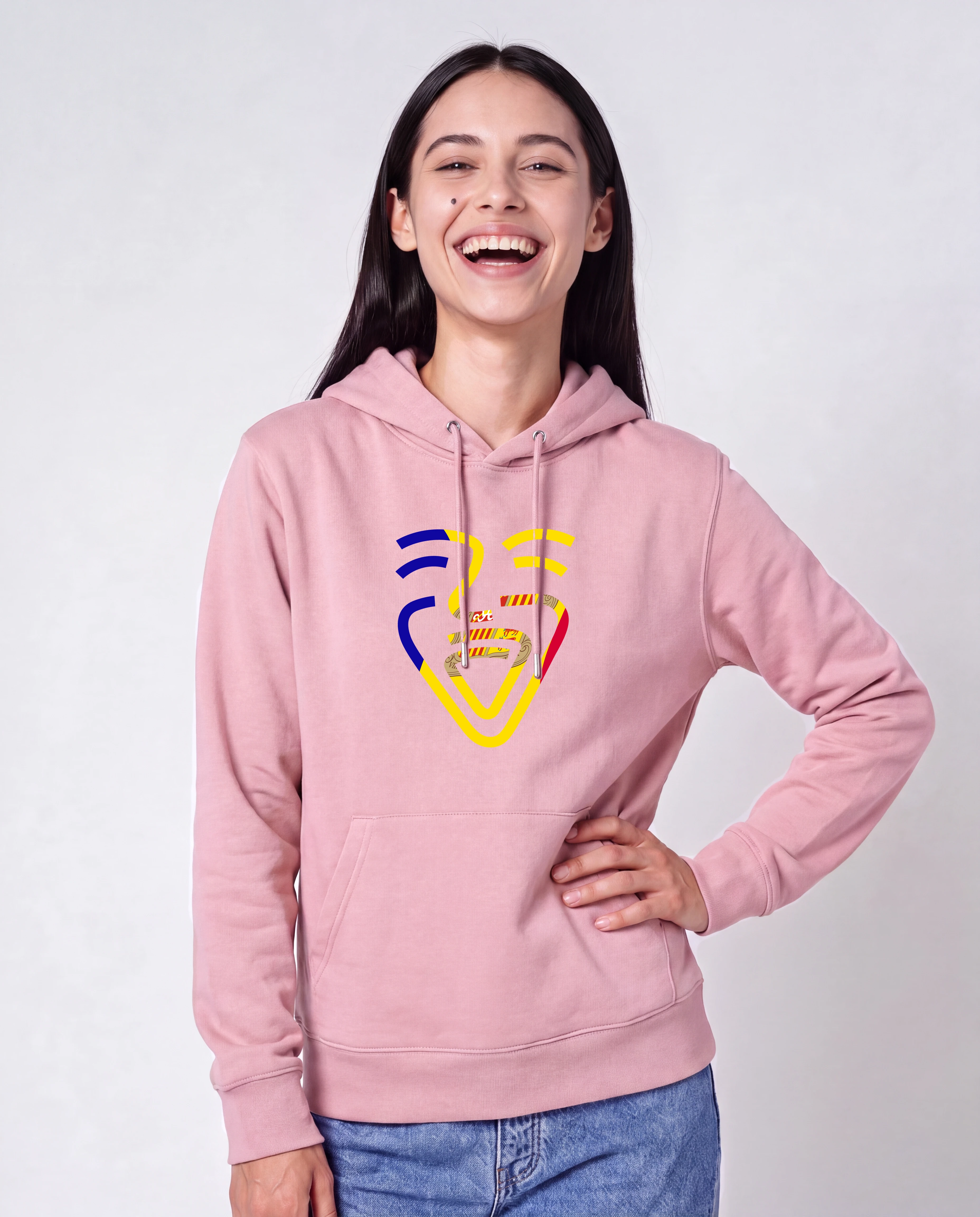 Andorra Hoodie in Cotton Pink, Model Frau, Hand an der Hüfte