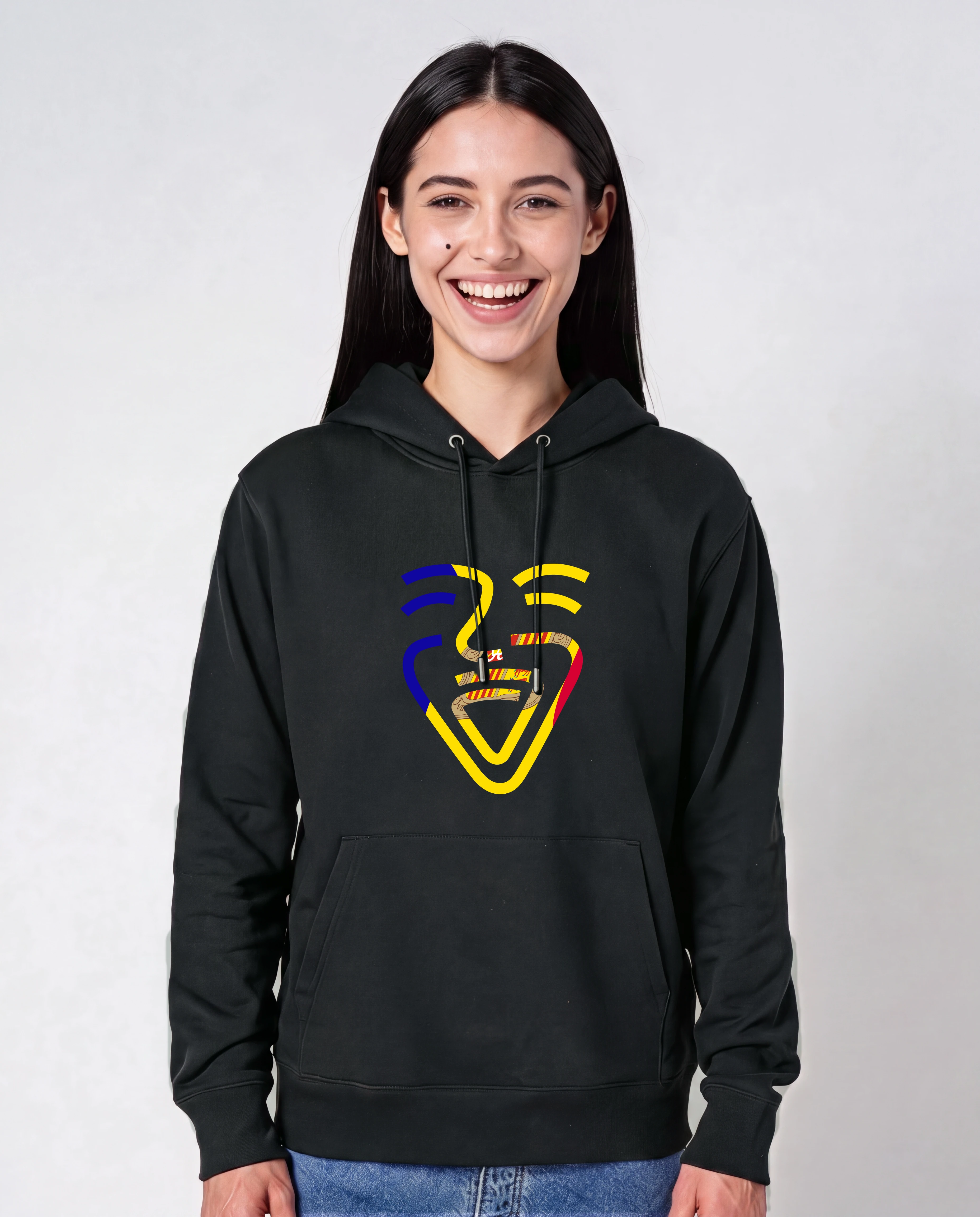 Andorra Hoodie in Schwarz, Model Frau, frontal