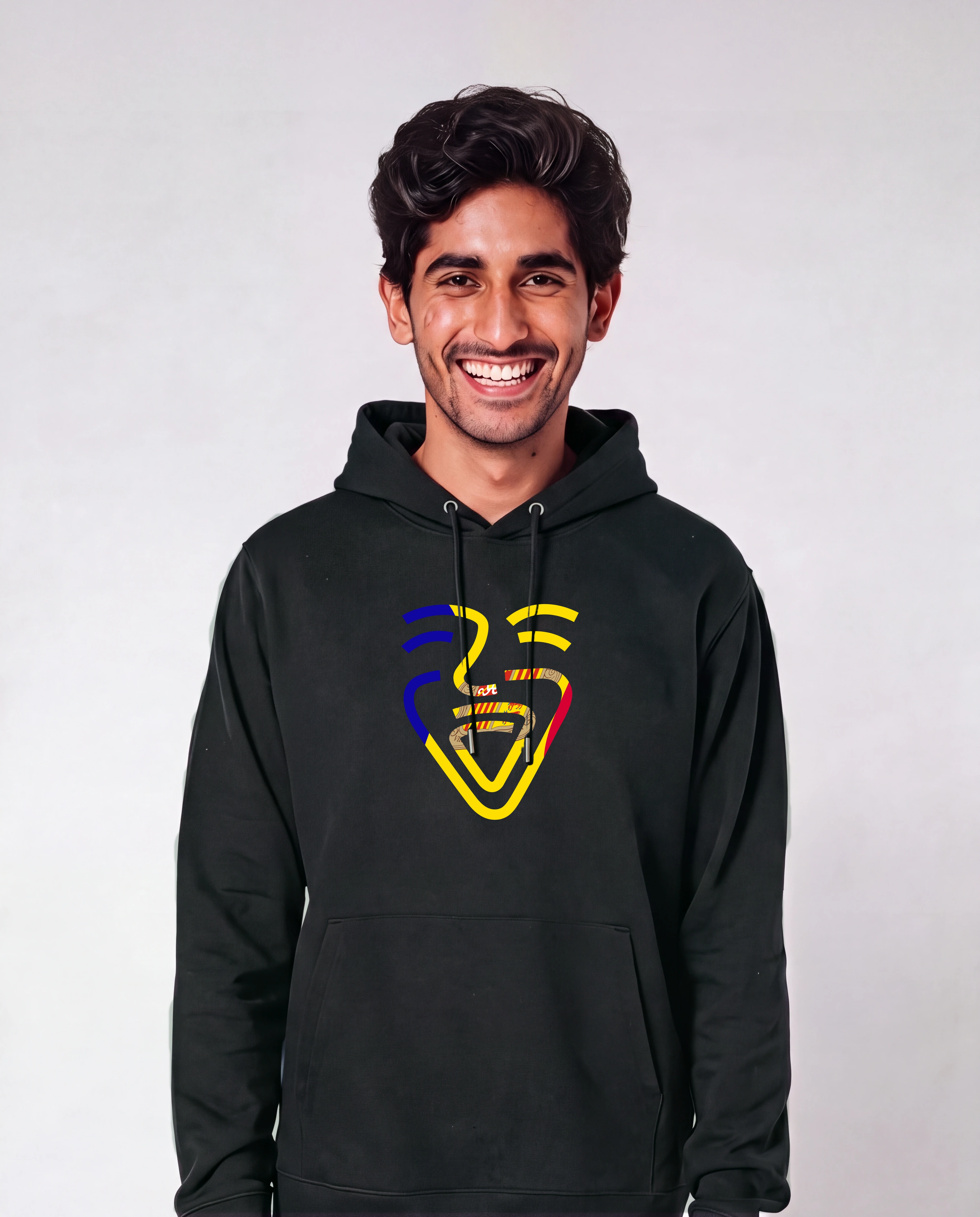 Andorra Hoodie in Schwarz, Model Mann, frontal