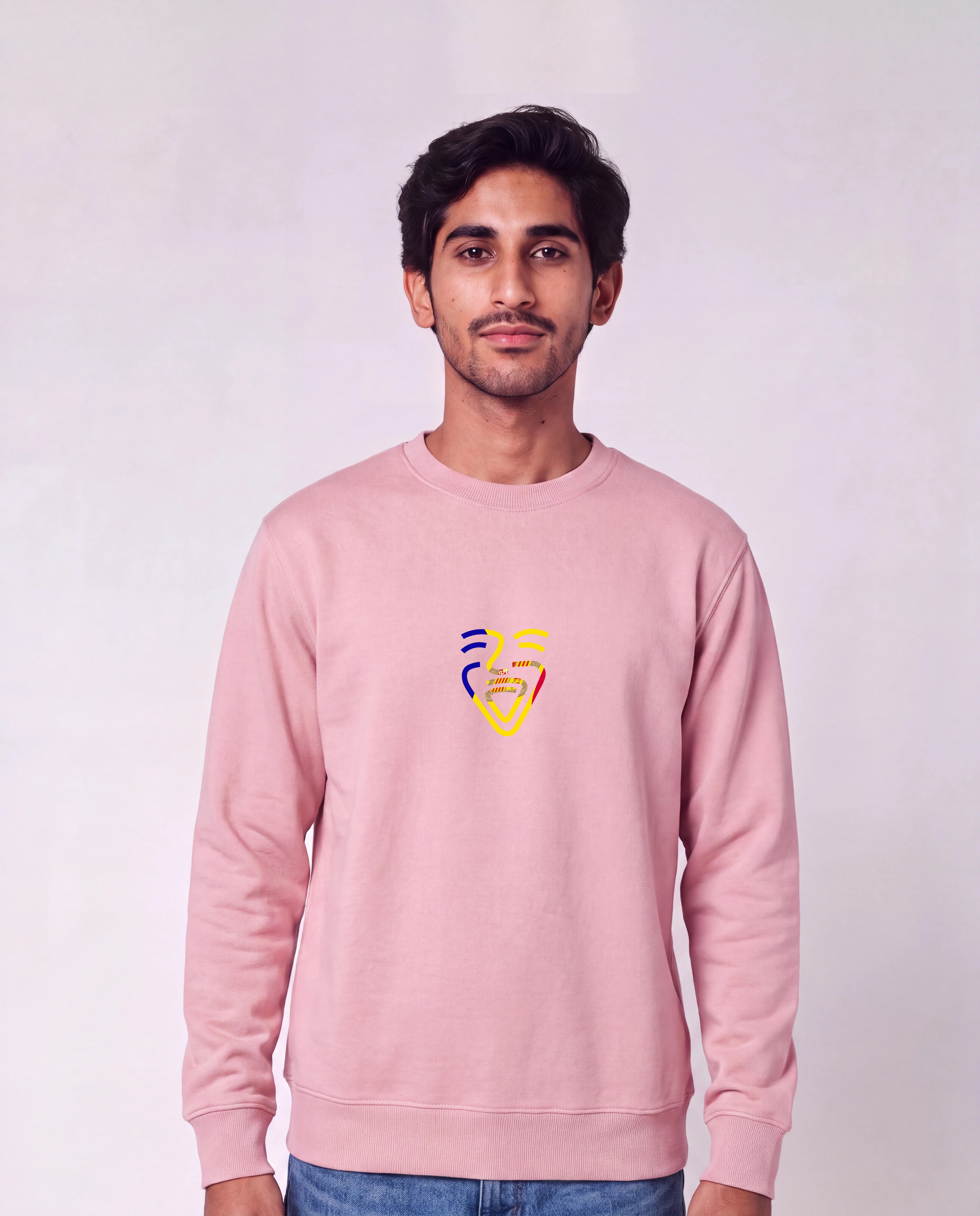 Andorra Sweater in Cotton Pink, Model Mann, frontal